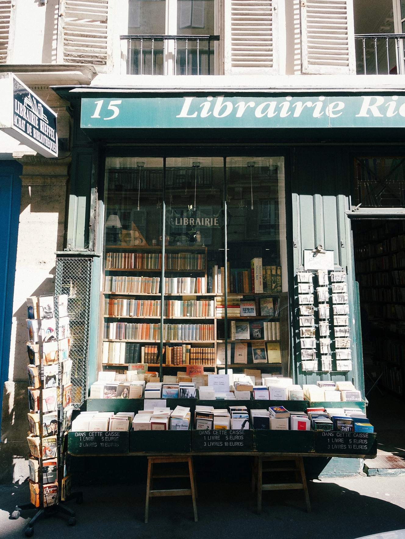 Bookshops of Paris, met bakken vol prints. Eigen foto's.