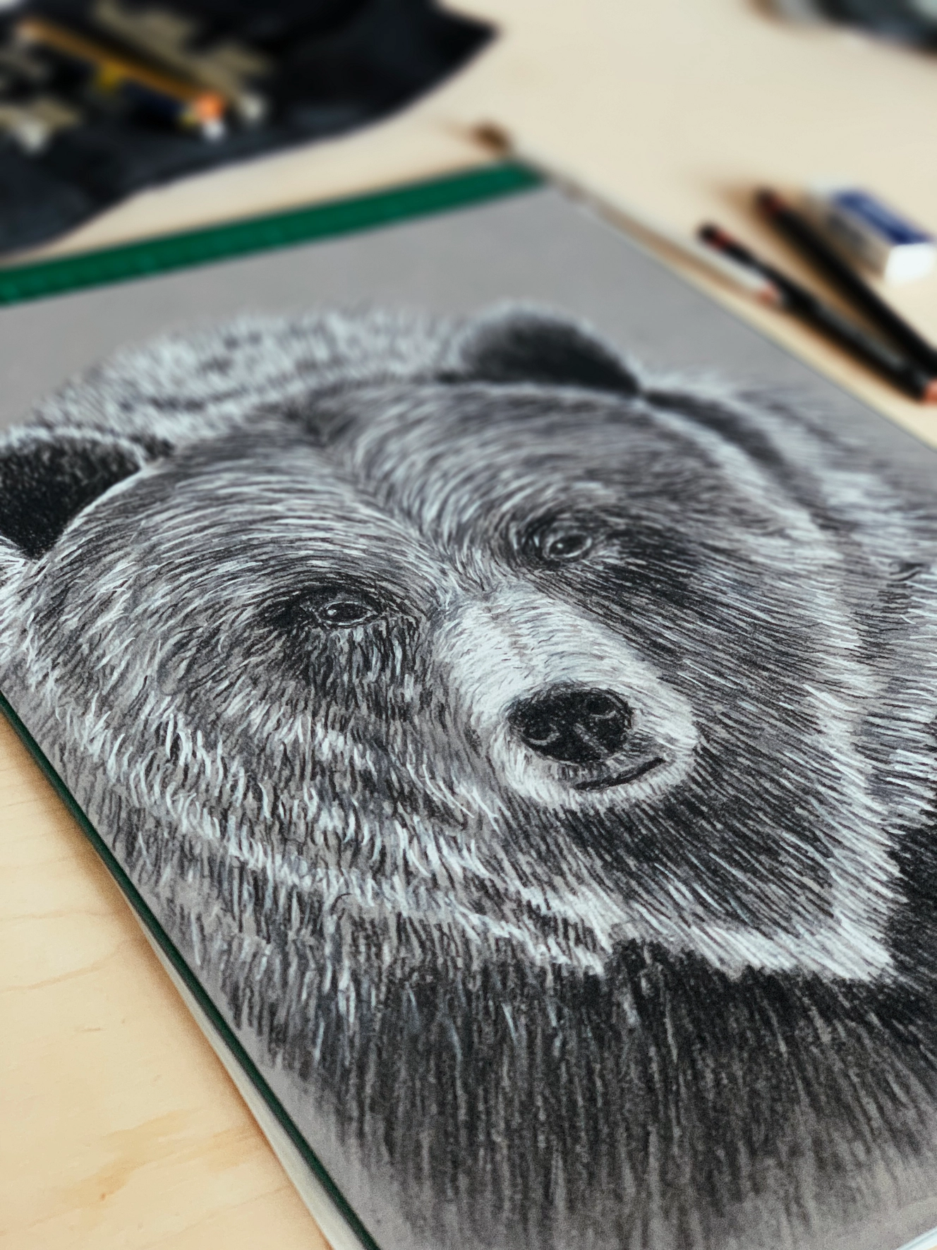 Proces van mijn houtskool Grizzly (2022)